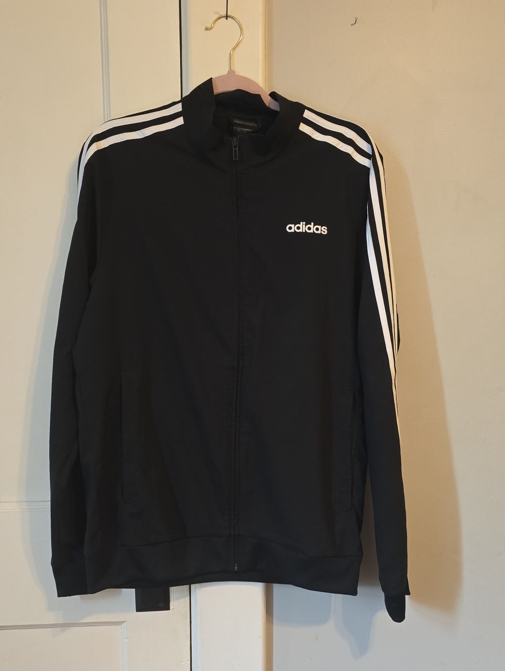 adidas Black Track Jacket with White Three-Stripes